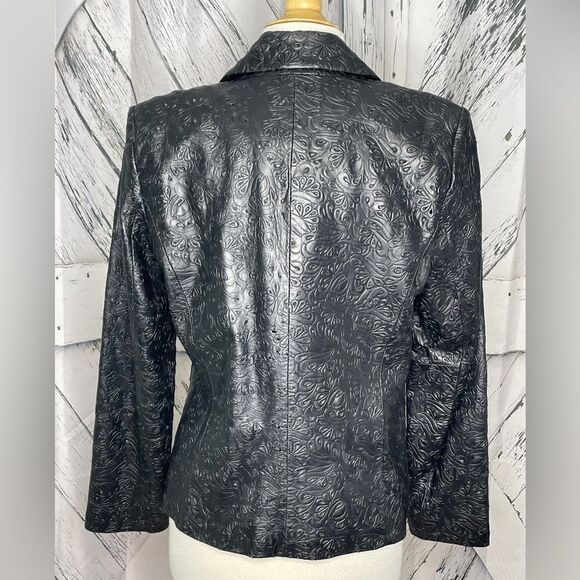 Siena Studio black leather laser cut blazer/jacket 8 - Picture 2 of 9